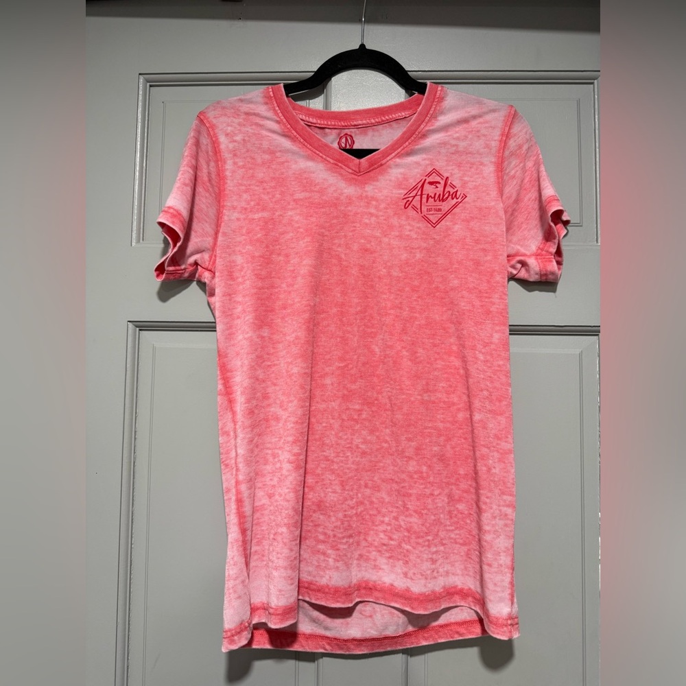 Women's Pink V-Neck Short Sleeve Tee